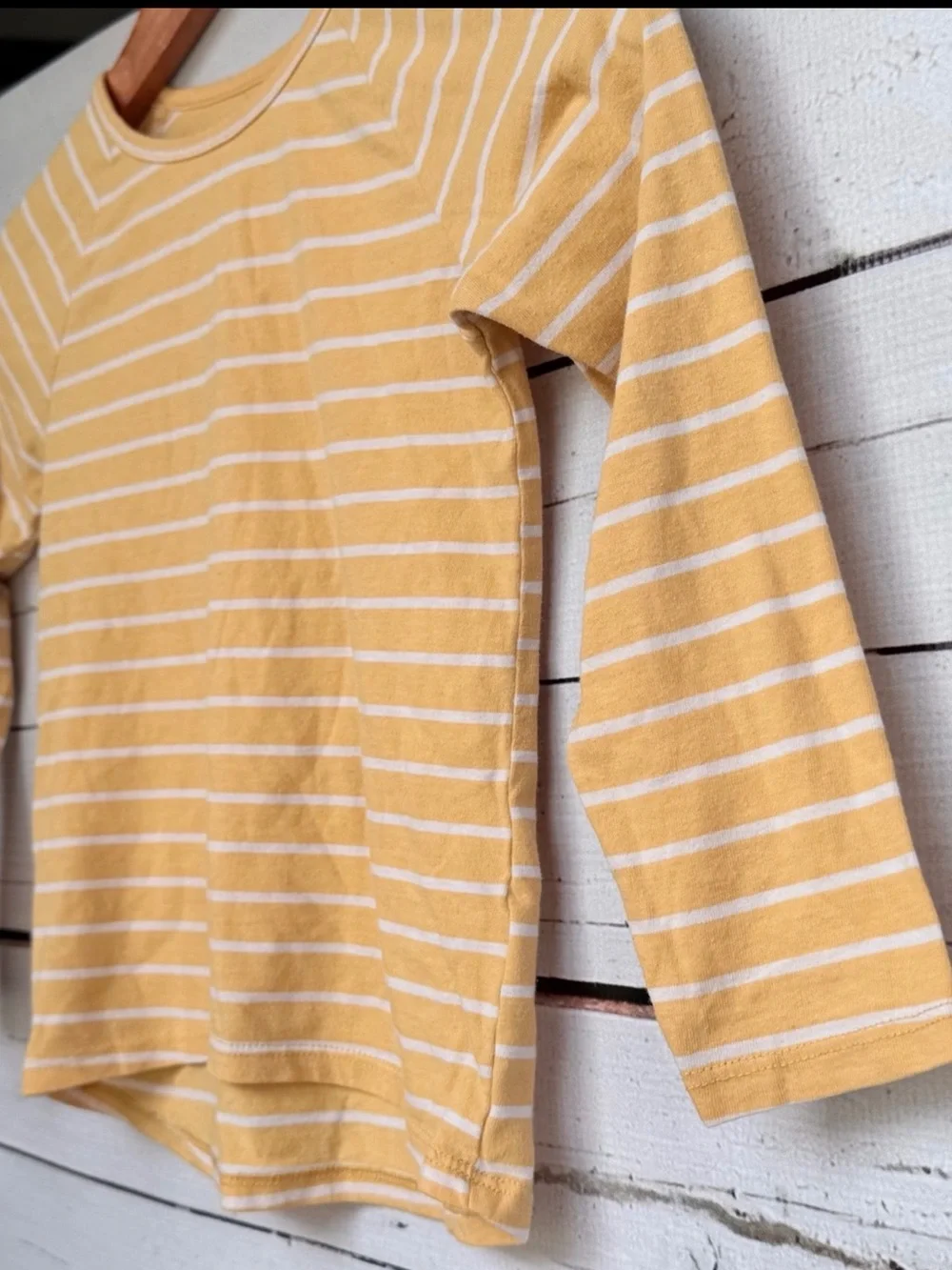 The Children's Place Girls Yellow Striped Raglan Long Sleeve Shirt - S 5/6